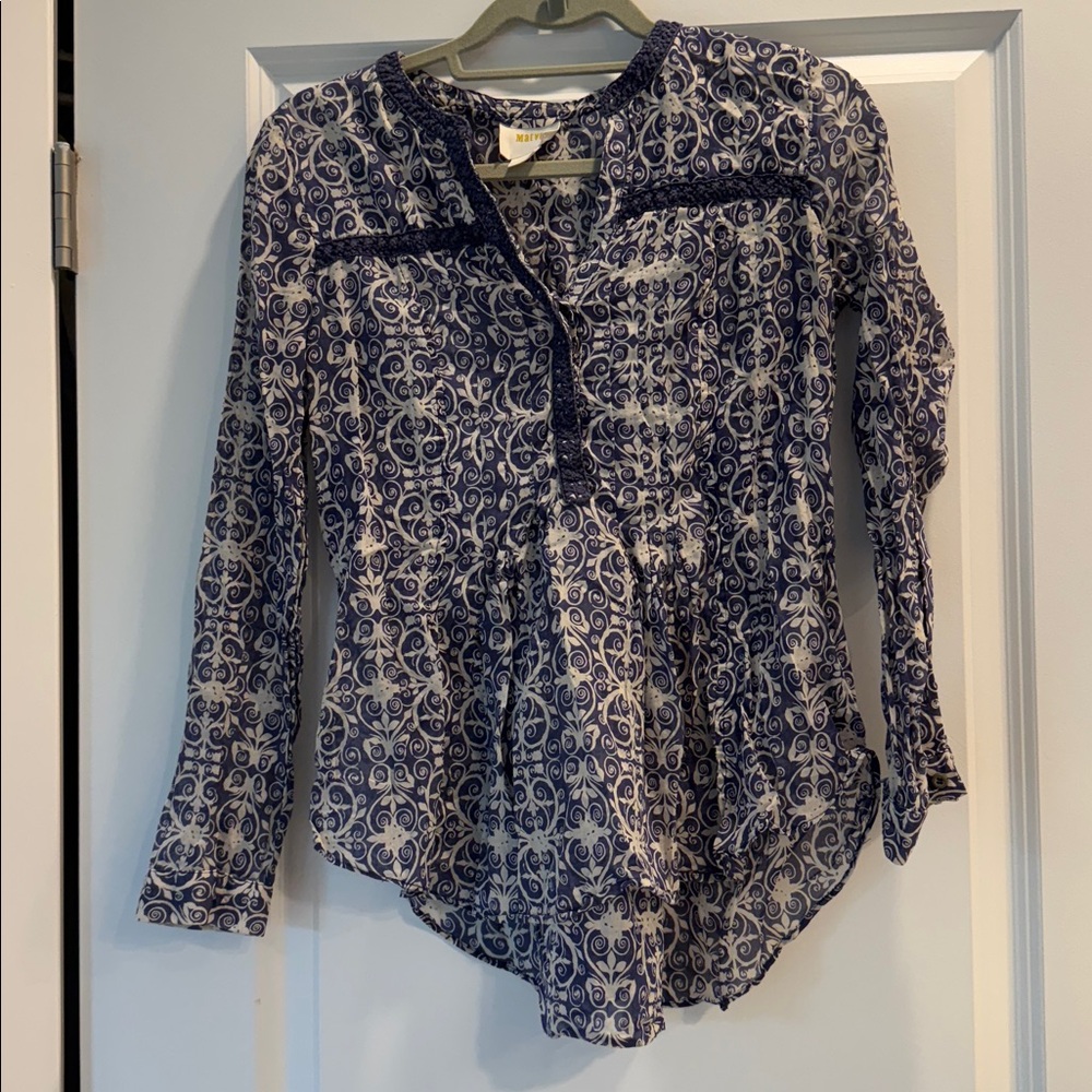 Maeve Blouse in blue and white